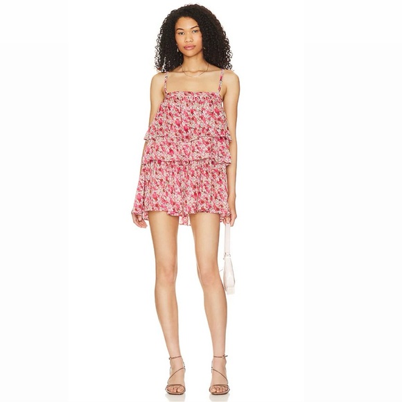 Free People Dresses & Skirts - Free People One Smocked Sleeveless Talia Tunic Dress in Pink Combo size Small